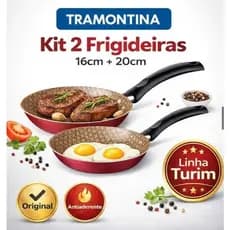 Kit 2 Frigideiras Tramontina Turim 16cm e 20cm Vermelha Antiaderente Starflon Max