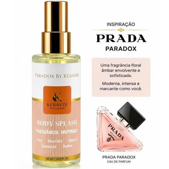 Body Splash Keravix 120ml Fragrâncias Inspiradas em Perfumes Femininos Importados Longa Duração