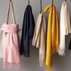 Cachecol Pashmina Lenço  Unissex femenino e Masculino Lisa de poliester de 220g com franjas Muito Confortável e Fino