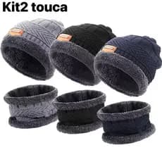 Kit Frio Touca Gorro + Luva Touch Celular + Cachecol Echarpe