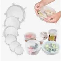Kit 6 Tampas de Silicone Ajustáveis | Vedação Hermética e Reutilizáveis