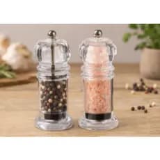 Kit Moedor de Temperos e Saleiro Acrílico Manual Sal Pimenta Cozinha Moderna