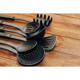 Jogo de Colheres de Cozinha 6 Peças Utensílios Pretos Resistentes