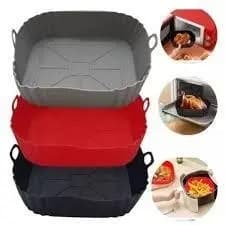 Forma de Silicone Reutilizável ou Papel para Air Fryer Antiaderente Quadrada/Redonda