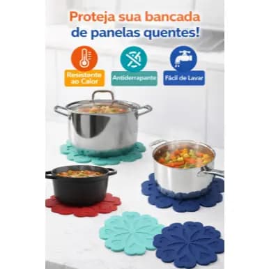 Descanso de Panela em Silicone Térmico | Resistente ao Calor | Antiderrapante