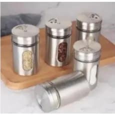 Porta Tempero em Inox | Dosador com 3 Tipos de Furos - Aço Inoxidável - Moderno -  Clean - capacidade 60g