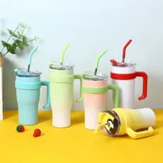 Copo térmico de aço inoxidável 1200ml com canudo Flip, multicolorido opcional