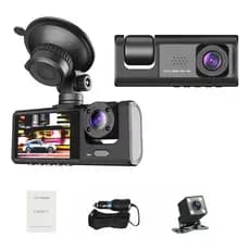 DVR com gravador de condução funcional Wi-Fi, 3 lentes, 1080P HD, monitoramento de estacionamento 24 horas, DVR de vídeo