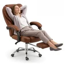 Cadeira de escritório ergonômica, Material de couro Artificial, encosto e Pedal ajustáveis com função de travamento, pre