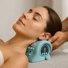 Massageador elétrico de pescoço, tração no pescoço, massagem de pulso, aquecimento, alívio da dor, correção da coluna, e