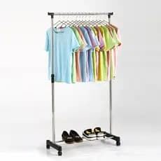 Rack de roupas, sapateira, rack de armazenamento multifuncional de aço inoxidável com roda deslizante móvel