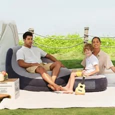 Conjunto de cadeira de lazer de luxo e banquinho inflável, sofá preguiçoso, acampamento familiar