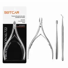 Alicate de Cutícula Mundia Inox + 2 Ferramentas de Manicure Grátis S6