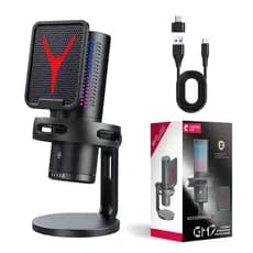 Microfone Condensador USB Cardioid Rgb Para Pc Gamer E Gravação GM7 R
