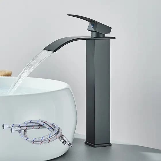 Torneira De Luxo Banheiro Lavabo Cuba Alta‌ Preto S2