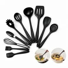 Kit 10 Pecas Utensilios De Cozinha Completo Silicone Espatula Pegador Concha S2
