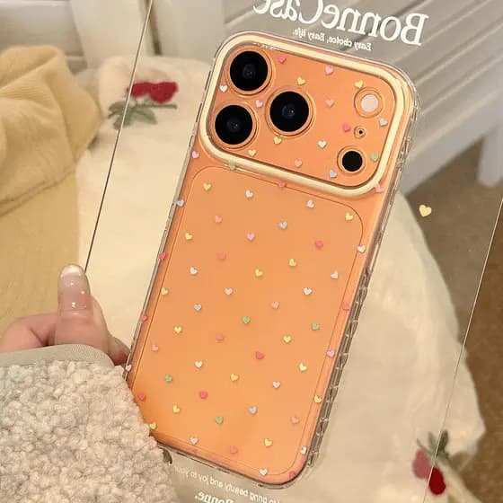 Capinha Capa Para iPhone XR 11 12 13 14 15 16 17 PRO MAX 14 15 16 PLUS Transparente À Prova de Choque Corações coloridos