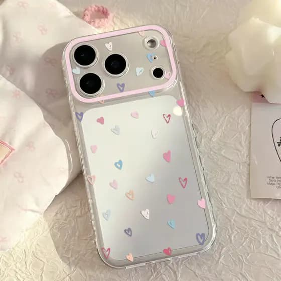 Capinha Capa Para iPhone XR 11 12 13 14 15 16 17 PRO MAX 14 15 16 PLUS Transparente À Prova de Choque Corações coloridos