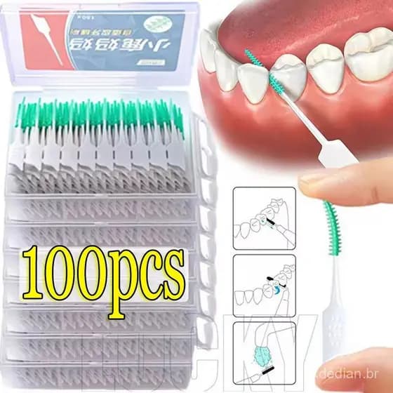 20-100 Unidades De Escovas Interdentais Descartáveis De Gel Macio-Escova De Limpeza De Aparelho Ortodôntico De Linha Fio