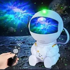Mini Projetor Astronauta Galáxia Luz Noturna Estrela LED Decoração Quarto Infantil USB Rotação 360°