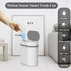 Lixeira Inteligente 12L com Sensor de Movimento, Sem Contato, Design Slim 15cm para Espaços Pequenos