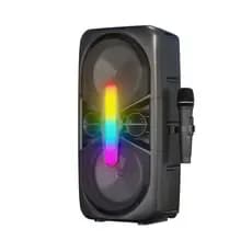 Caixa de Som Bluetooth Portátil Amplificada, RGB com Rodas, Preto,Bluetooth 5.3, USB, AUX, MIC