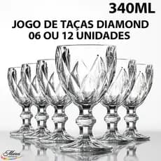 Jogo 6 Taças 340ml Copo Diamante Copo Vidro Transparente Bico De Jaca Kit Diamond