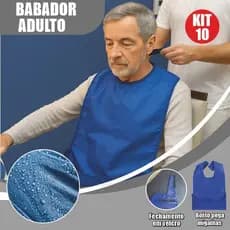 kit 10 Babador PVC Adulto Impermeável Reutilizável Bolso Lavável Refeição Proteção Leve Tecido
