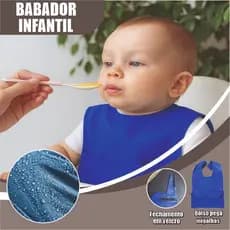 Kit 2 Babador PVC Infantil Impermeável Reutilizável Bolso Lavável Papinha Leve Seguro Tecido
