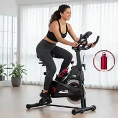 Bicicleta Spinning Ergométrica com Garrafa Suporta até 120kg Ideal para Treino Residencial