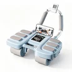 Rolo Abdominal de 4 Rodas com Temporizador e Rebote Automático e Contador para Treino em Casa