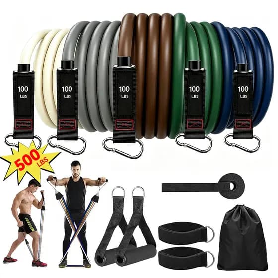 500LBS Extensores Faixas Elásticas de Resistência para Treino Funcional Fisioterapia Pilates em Casa