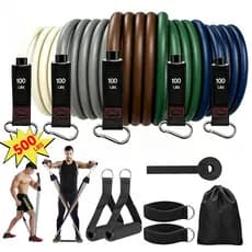 500LBS Extensores Faixas Elásticas de Resistência para Treino Funcional Fisioterapia Pilates em Casa