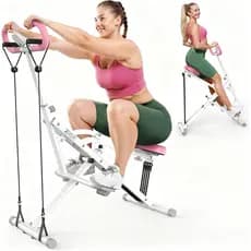 Máquina de Agachamento Simulador de Remo 2 em 1 até 150kg Dobrável com Monitor LCD