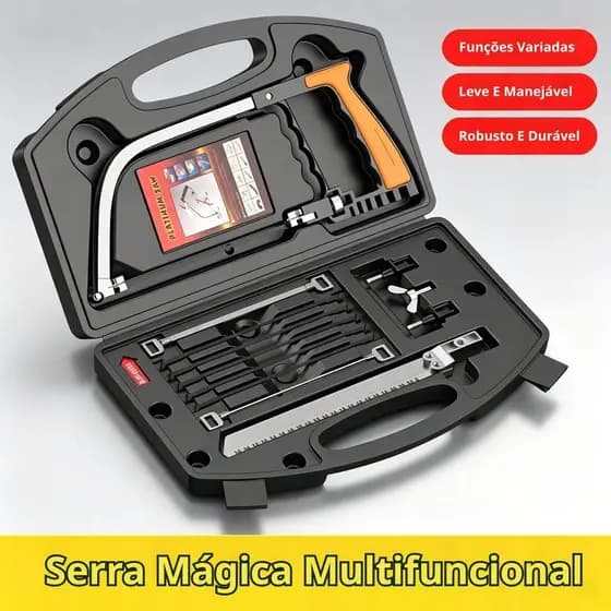 SERRA MULTIFUNCIONAL KIT COMPLETO, PARA CORTAR METAL, MADEIRA, PVC E VIDRO, LÂMINAS INCLUÍDAS E RESISTENTE