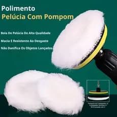 KIT 5 PEÇAS BOLA DE POLIMENTO 5 POLEGADAS P/ CARRO, COMPATÍVEL POLITRIZ E FURADEIRA