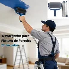 ROLO DE PINTURA COM ENCHIMENTO DE TINTA, ESPONJA, CABO EXTENSÍVEL 72CM, 6 POLEGADAS, FERRAMENTA DE PINTURA