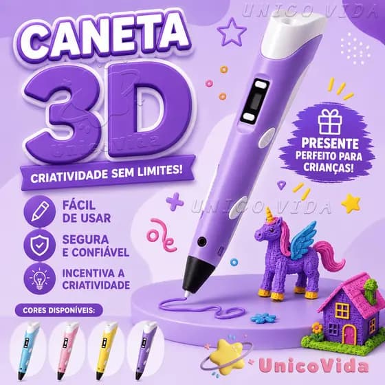 Caneta 3D Impressora Manual Infantil Filamentos DIY Pintura Desenho 3D Para Crianças | UnicoVida