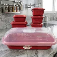 Conjunto 7 Potes Herméticos BPA Free –Organizadores de Alimentos + Porta Pão | Cozinha