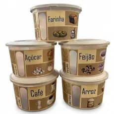 Kit 5 Potes Organizadores Para Mantimentos de Cozinha