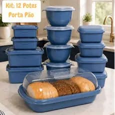 Kit Jogo 12 Potes + Porta Pão- Livre de BPA, Herméticos, Organizadores de Cozinha