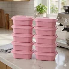 Kit 10 Potes Plásticos Retangular Color Para Microondas Freezer Geladeira Marmita Fitness