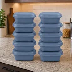 Conjunto 10 potes Quadrados Color Potin Para Microondas Freezer Geladeira Marmita Fitness