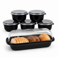 Conjunto 5 Potes Bowl + Porta Pão | Herméticos BPA Free-  Marmitas, Cozinha, Organizadores