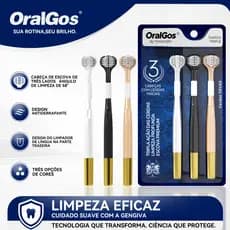OralGos Escova de dente 3 lados | Escova adultos | Limpa os dentes | 3 unidades