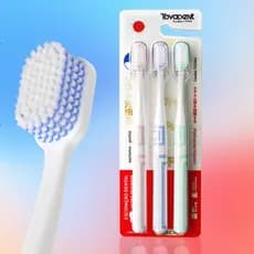 ToyaDent Escova de dente, Kit 3un, 3 cores + Capa Protetora, cerdas macias, Dentes Limpos