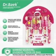Dr.Baek Kit Escova de Dente Infantil, 6un, 6000+ Cerdas Macias,  3 - 12 Anos