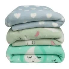 Kit 3 Mantas Cobertor Microfibra Infantil  Bebê Estampada
