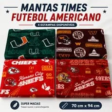 Manta Cobertor NFL Times Americanos 70x94cm Super Macia para Sofá Cama e Viagem.