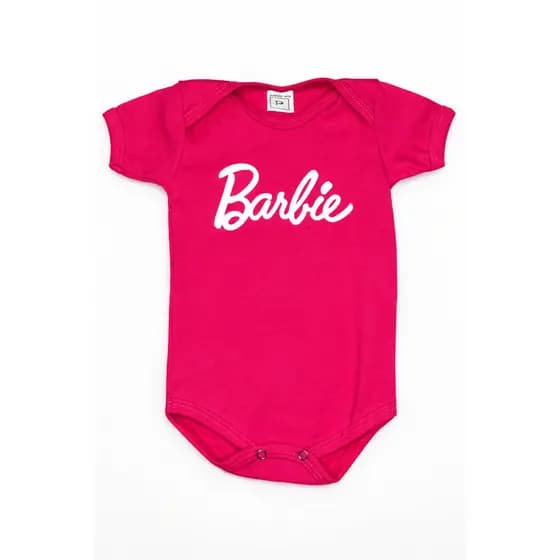 Body Bebê Menina Estampa Barbie Tamanho P Manga Curta Algodão Confortável